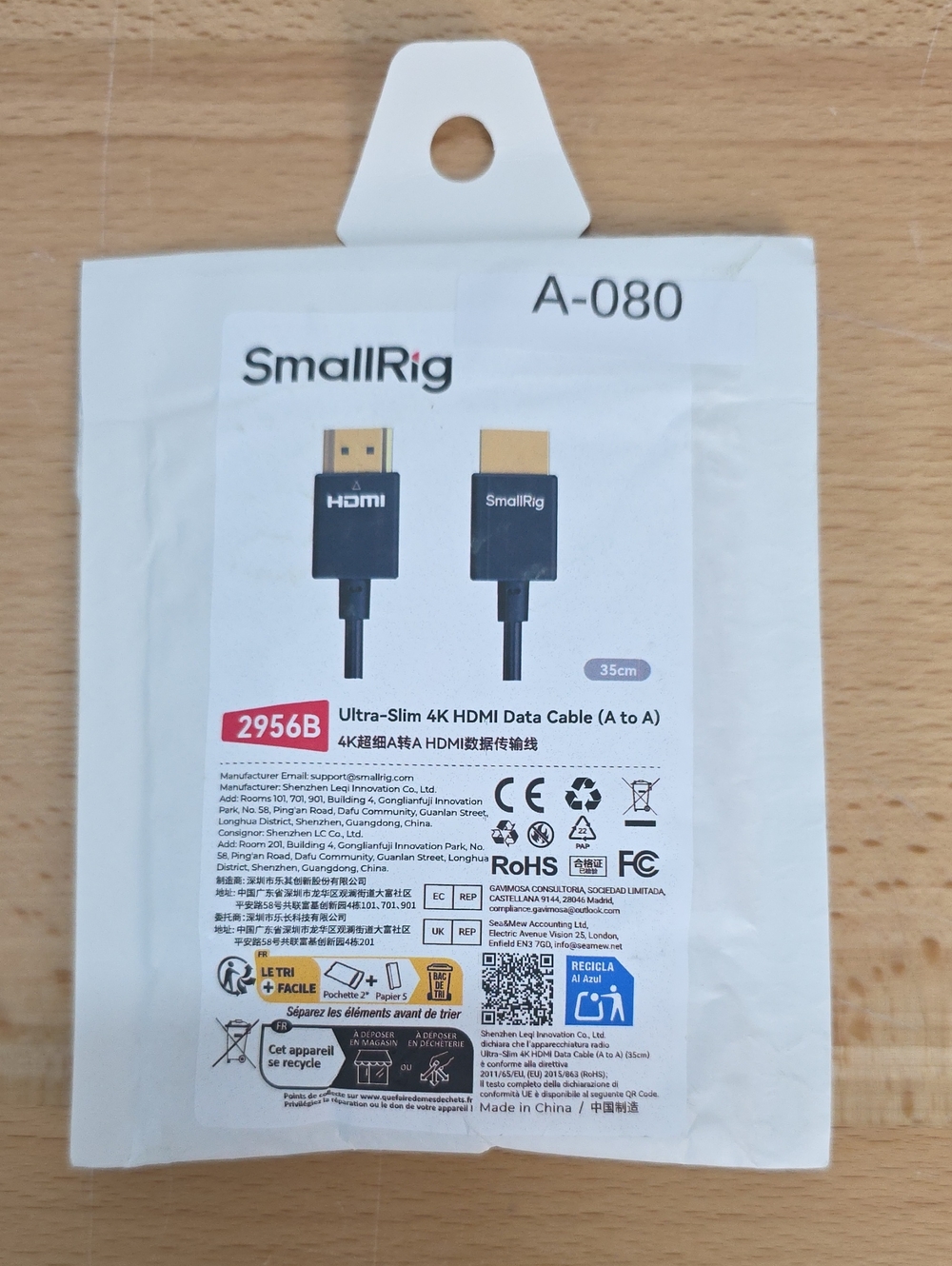 Ultra-Slim 4K HDMI Data Cable (Black) - 35cm 2956B